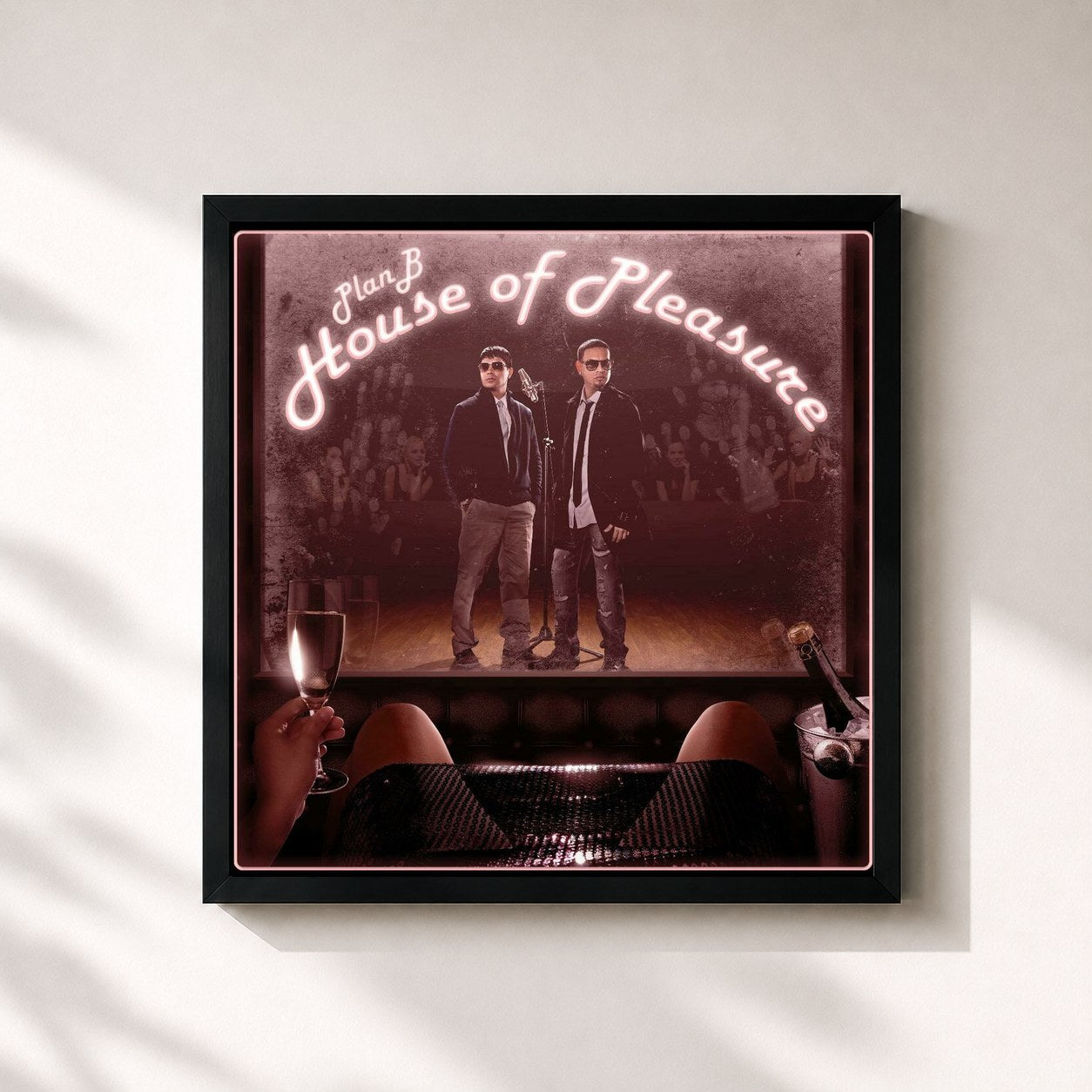 #noir Tableau carré de l'album House of Pleasure de Plan B, cadre noir 32x32 cm