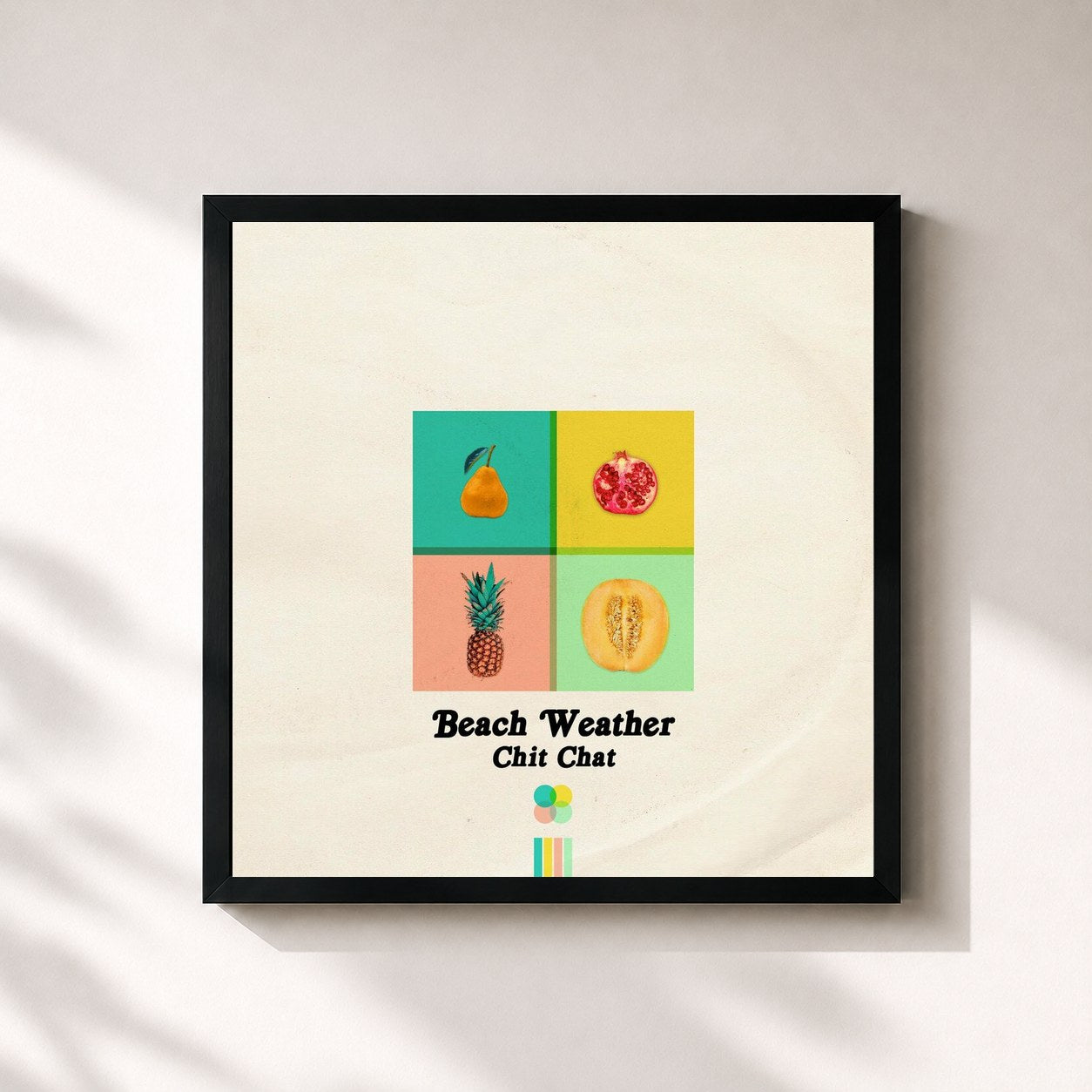 #noir Tableau carré de l'album Chit Chat de Beach Weather, cadre noir 32x32 cm