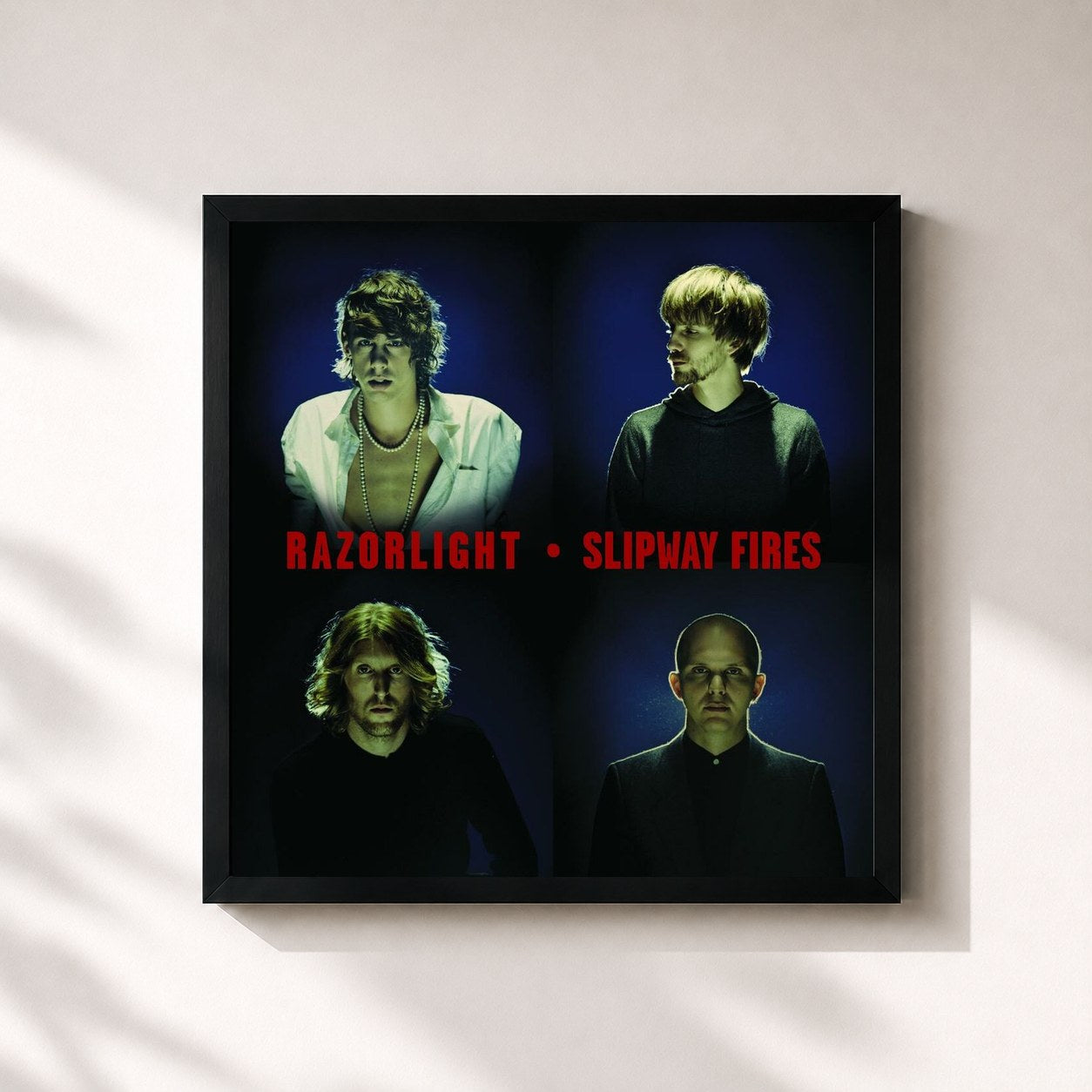 #noir Tableau carré de l'album Slipway Fires de Razorlight, cadre noir 32x32 cm
