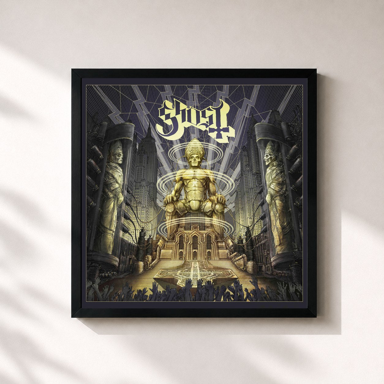 #noir Tableau carré de l'album Ceremony And Devotion de Ghost, cadre noir 32x32 cm
