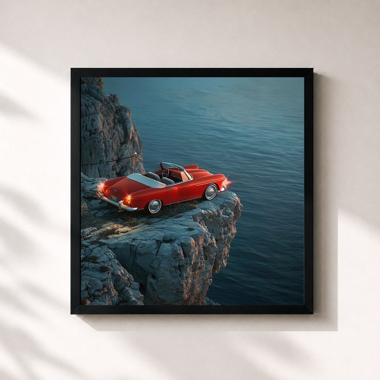 #noir Tableau carré de l'album synthwave for when it's half-past five de LÉON, cadre noir 32x32 cm