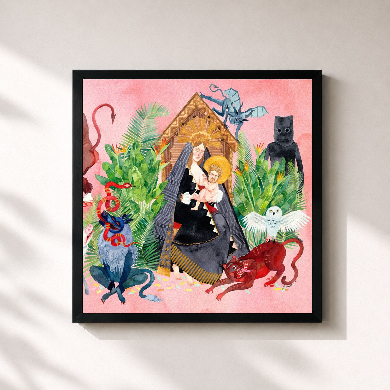 #noir Tableau carré de l'album I Love You, Honeybear de Father John Misty, cadre noir 32x32 cm
