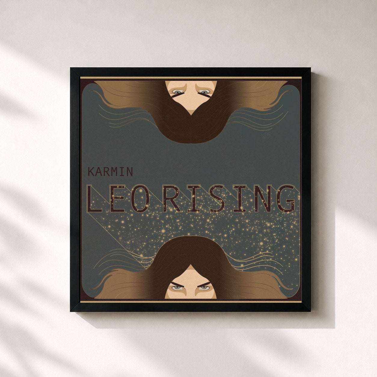 #noir Tableau carré de l'album Leo Rising de Karmin, cadre noir 32x32 cm