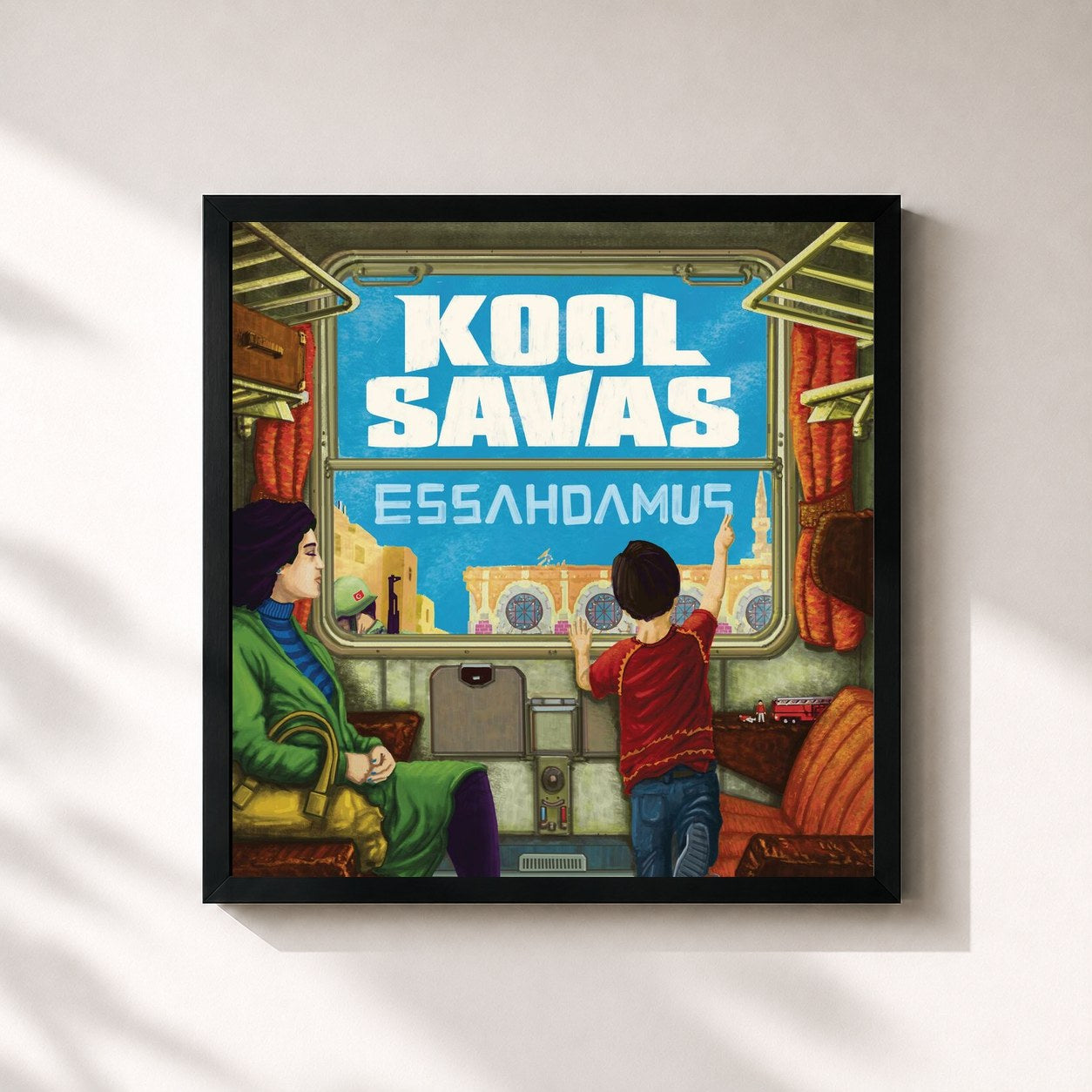 #noir Tableau carré de l'album Essahdamus de Kool Savas, cadre noir 32x32 cm