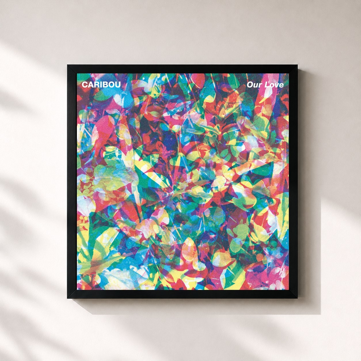 #noir Tableau carré de l'album Our Love de Caribou, cadre noir 32x32 cm
