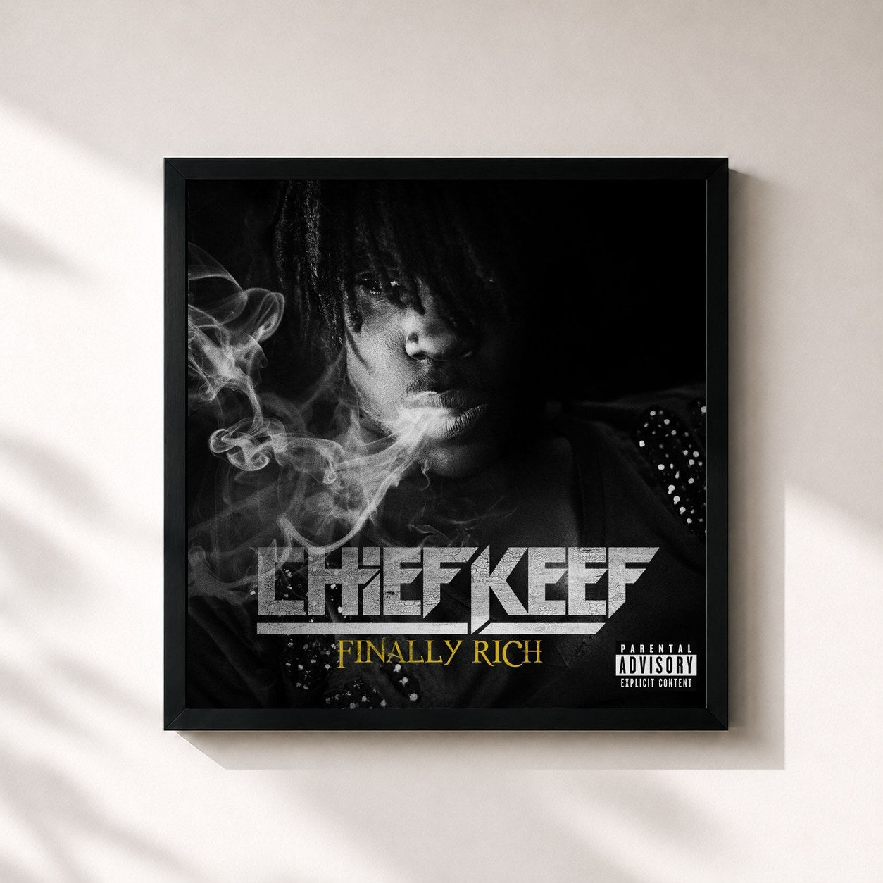 #noir Tableau carré de l'album Finally Rich (Deluxe) de Chief Keef, cadre noir 32x32 cm