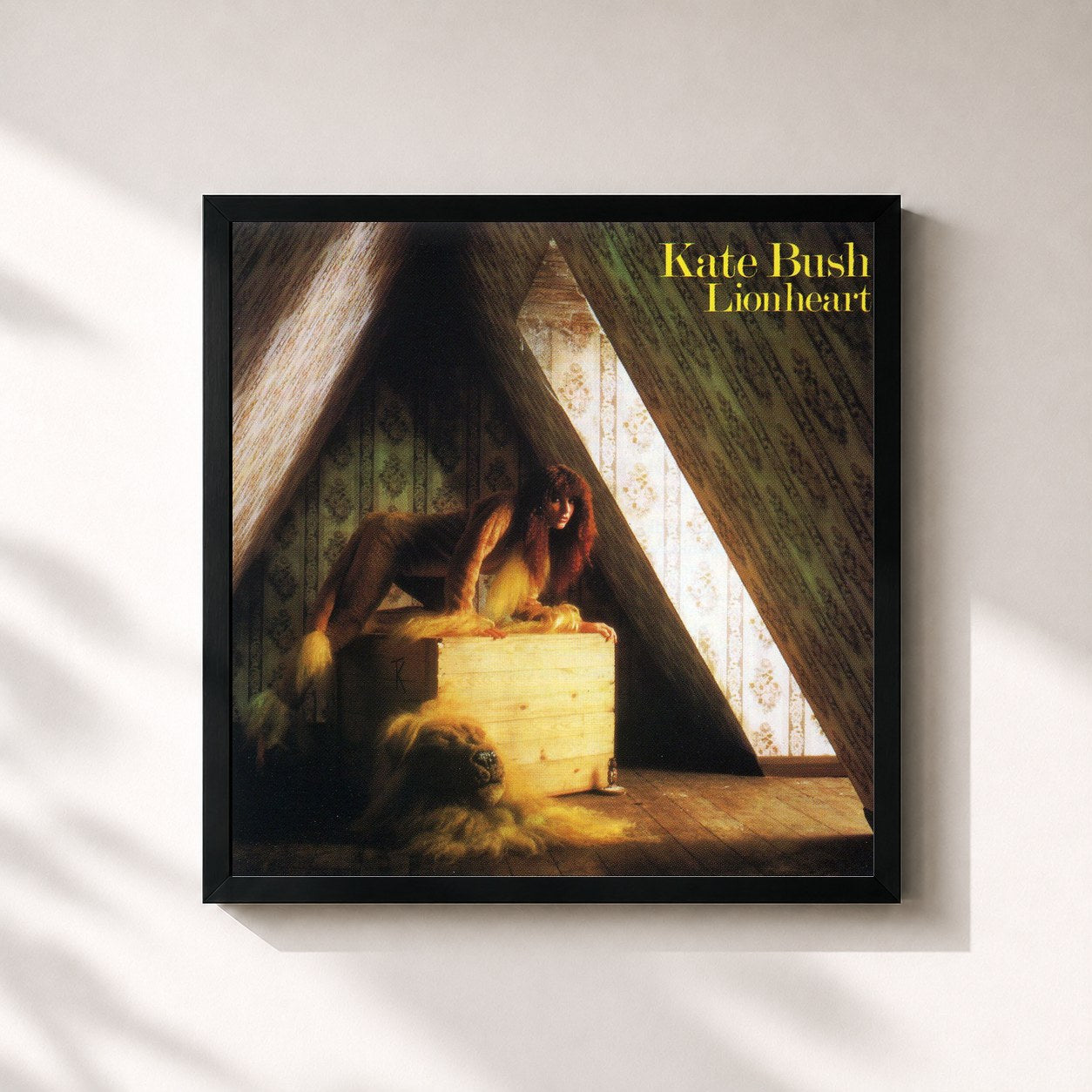 #noir Tableau carré de l'album Lionheart de Kate Bush, cadre noir 32x32 cm