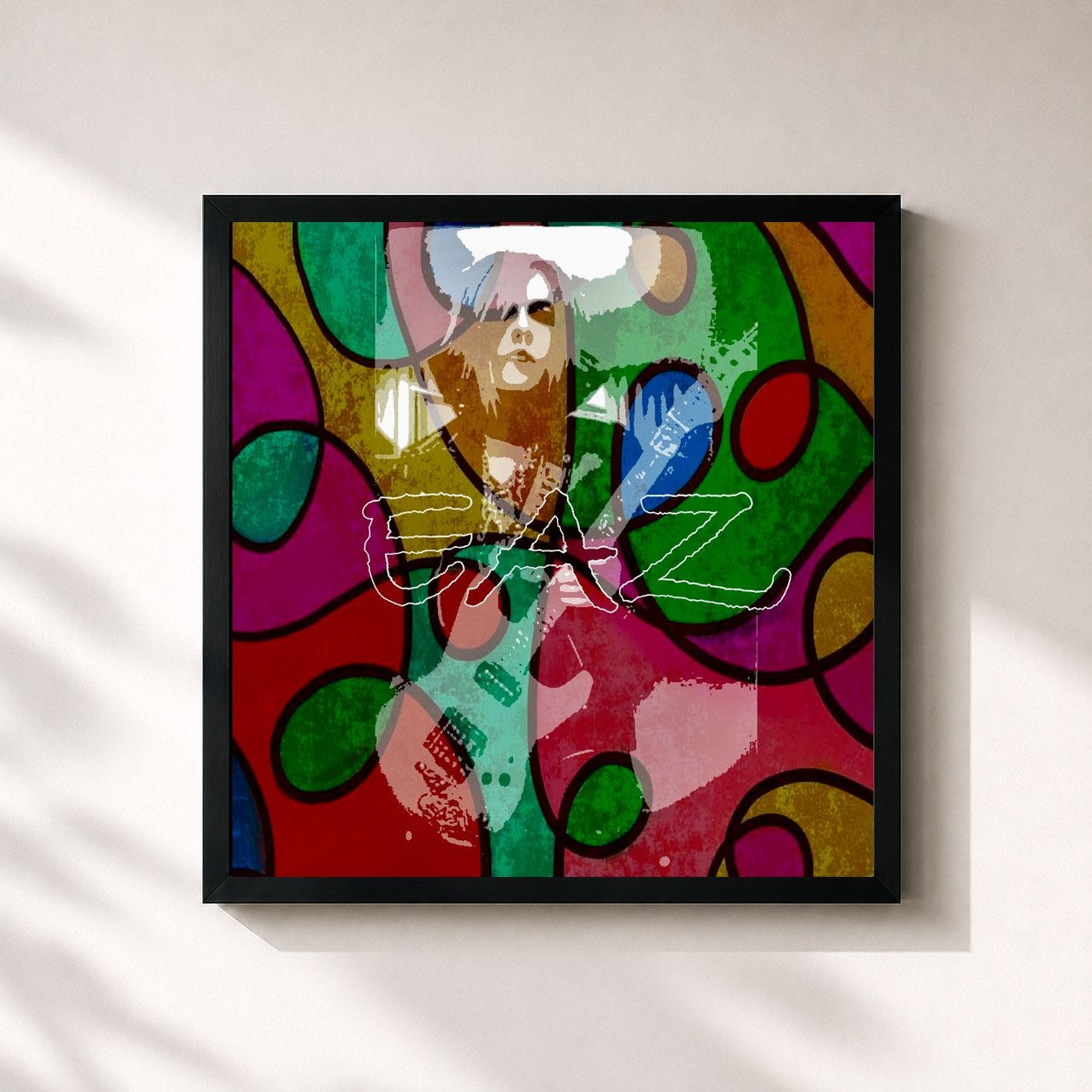 #noir Tableau carré de l'album Eaz de EAZ, cadre noir 32x32 cm