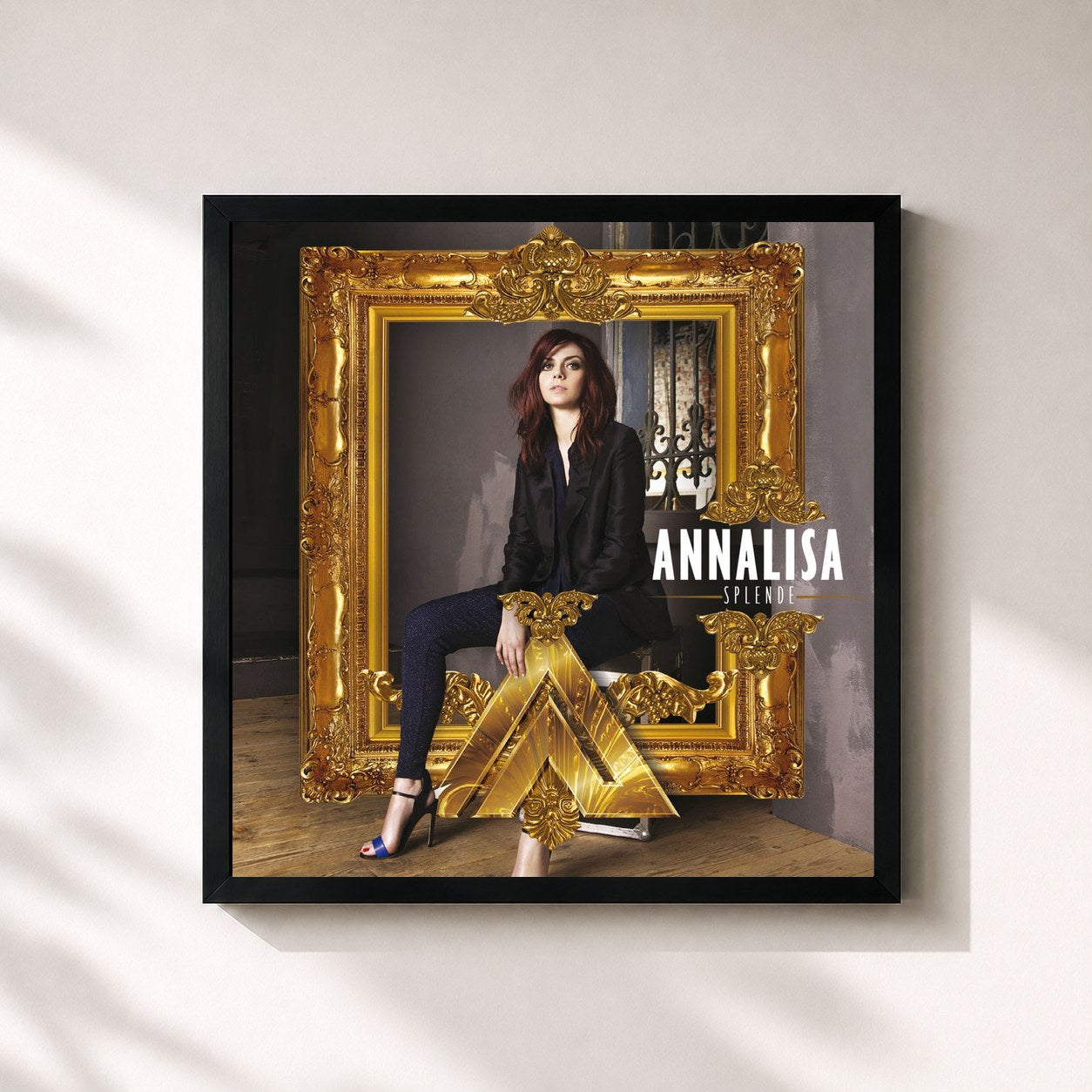 #noir Tableau carré de l'album Splende de Annalisa, cadre noir 32x32 cm