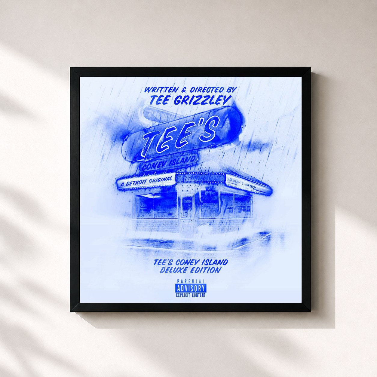 #noir Tableau carré de l'album Tee’s Coney Island (Deluxe) de Tee Grizzley, cadre noir 32x32 cm