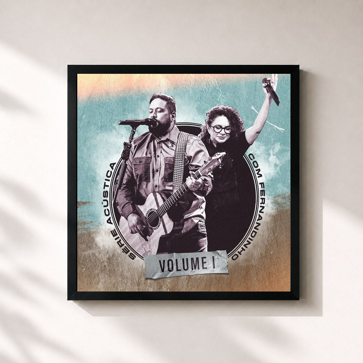 #noir Tableau carré de l'album Série Acústica Com Fernandinho, Vol. 1 (Acústico) de Fernandinho, cadre noir 32x32 cm
