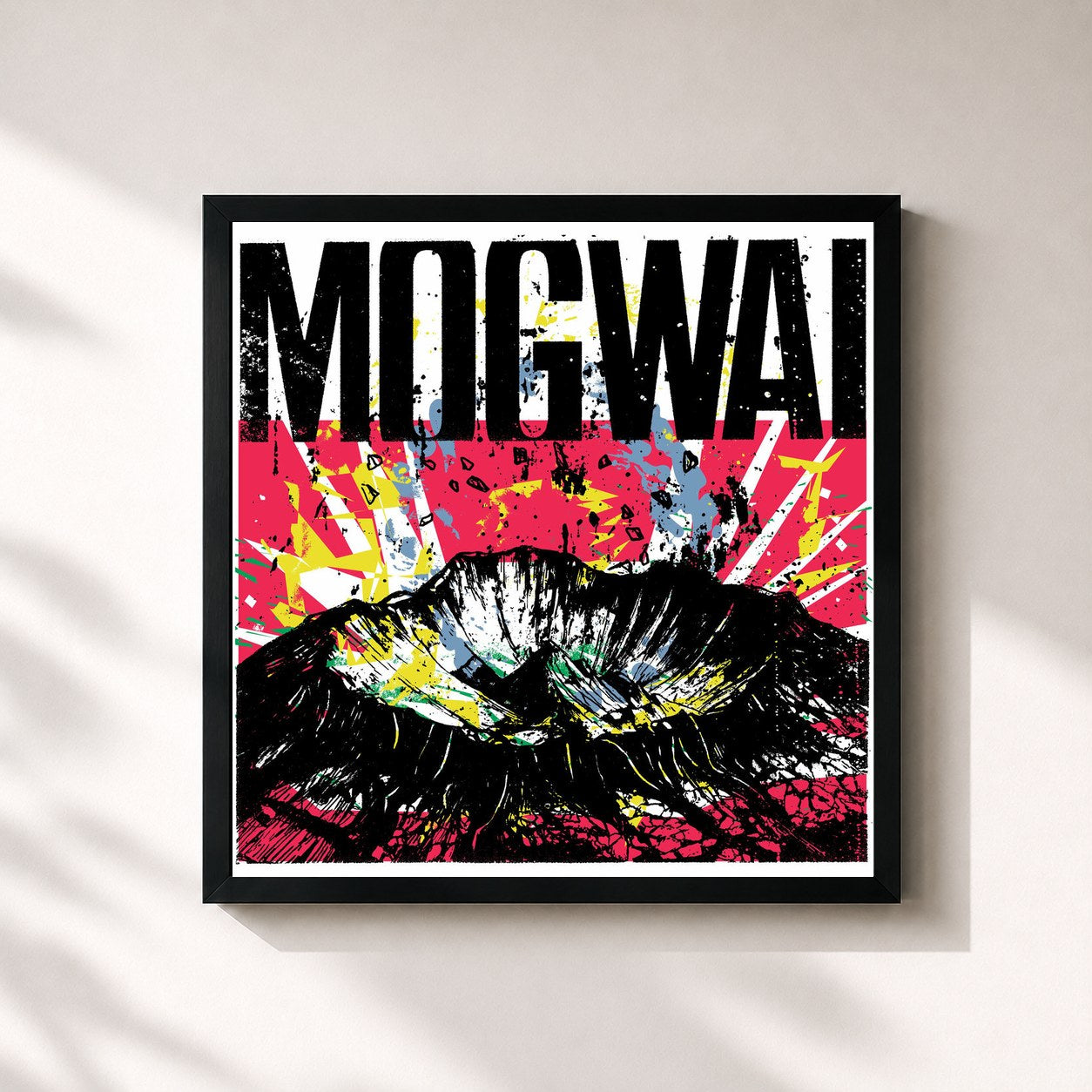 #noir Tableau carré de l'album The Bad Fire de Mogwai, cadre noir 32x32 cm