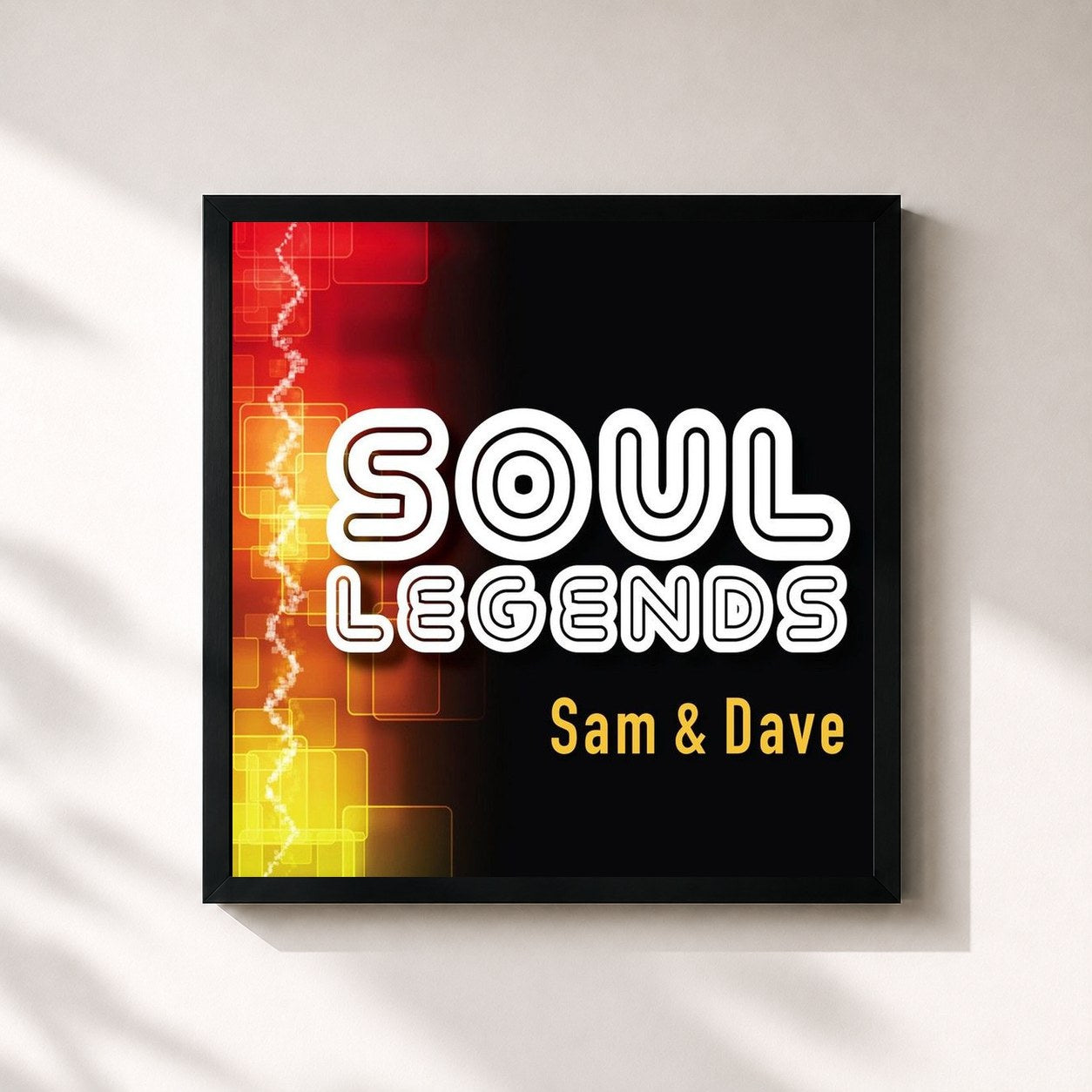 #noir Tableau carré de l'album Soul Legends: Sam & Dave de Sam & Dave, cadre noir 32x32 cm