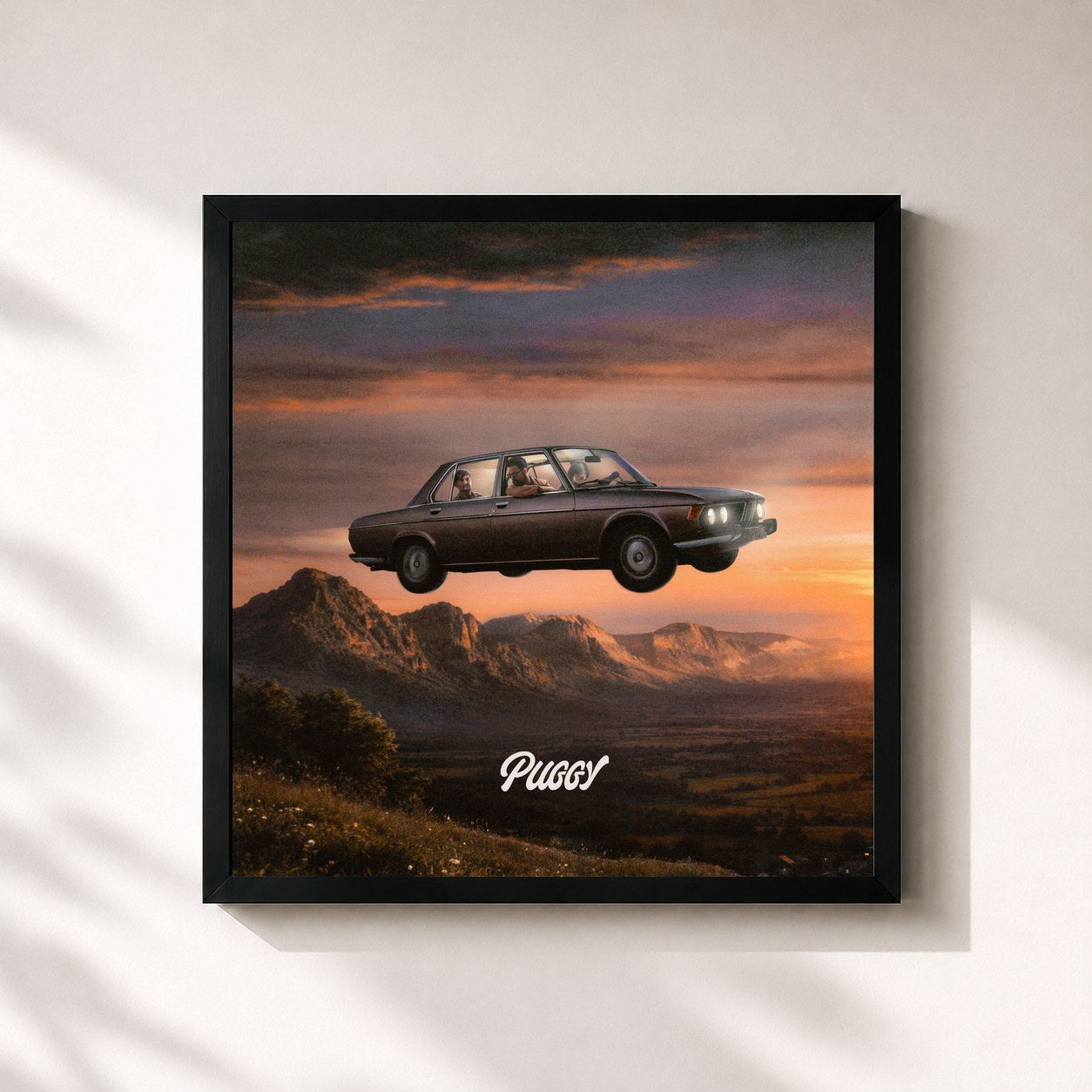 #noir Tableau carré de l'album Are We There Yet? - After Sunset de Puggy, cadre noir 32x32 cm