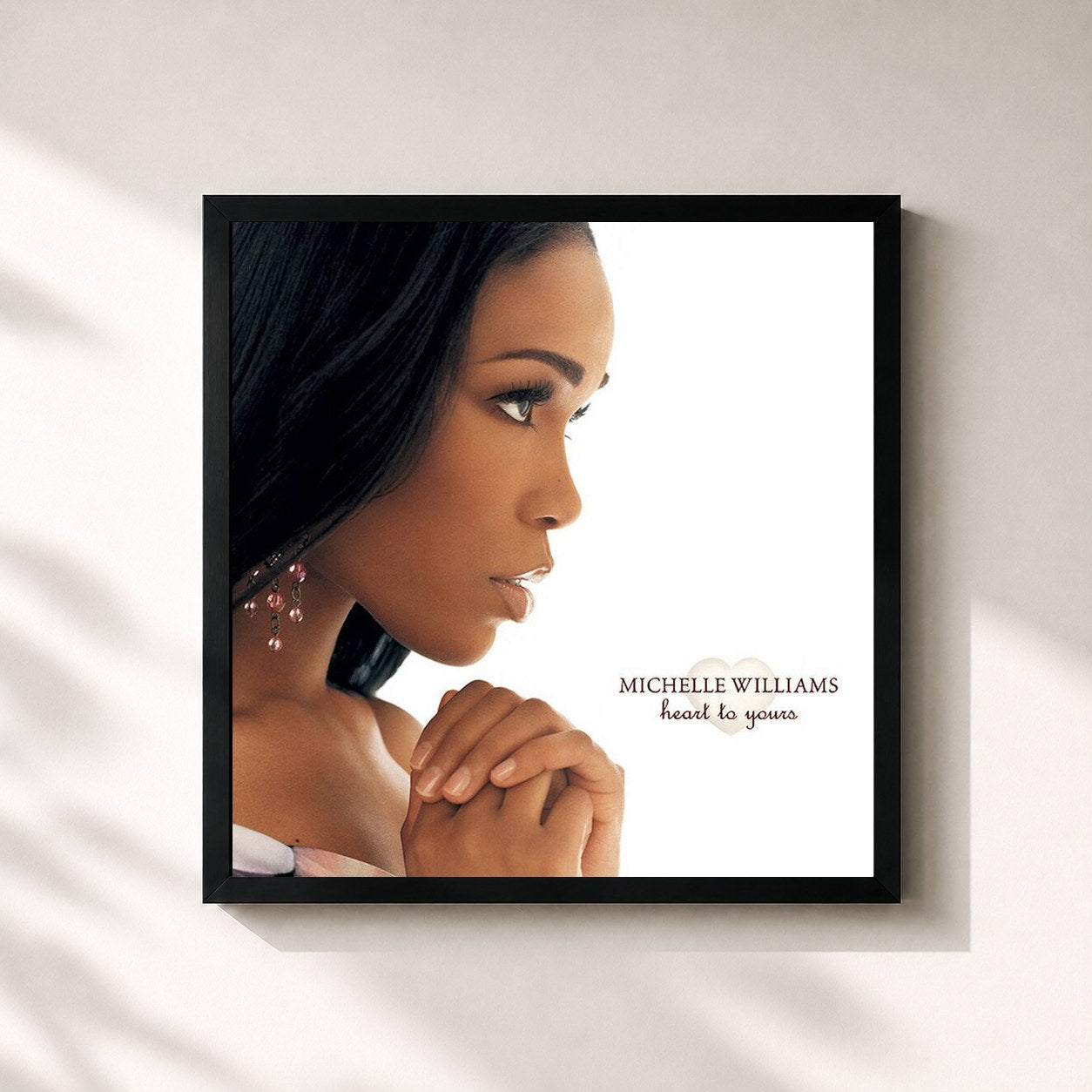 #noir Tableau carré de l'album Heart to Yours de Michelle Williams, cadre noir 32x32 cm