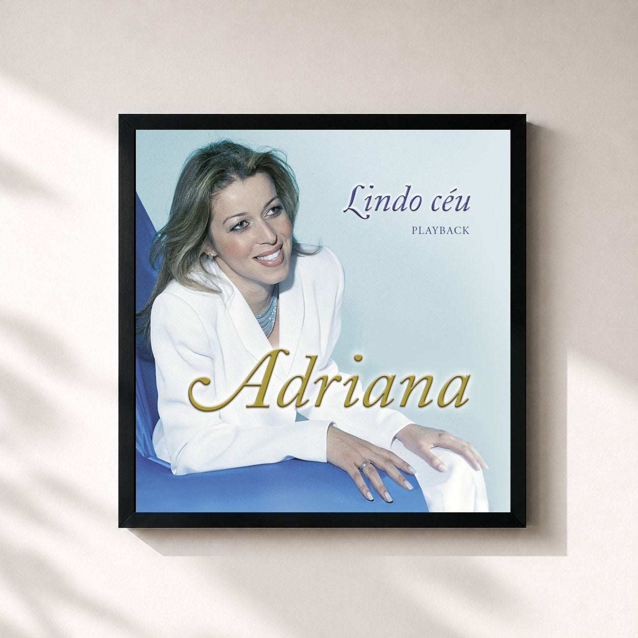 #noir Tableau carré de l'album Lindo Céu (Playback) de Adriana, cadre noir 32x32 cm