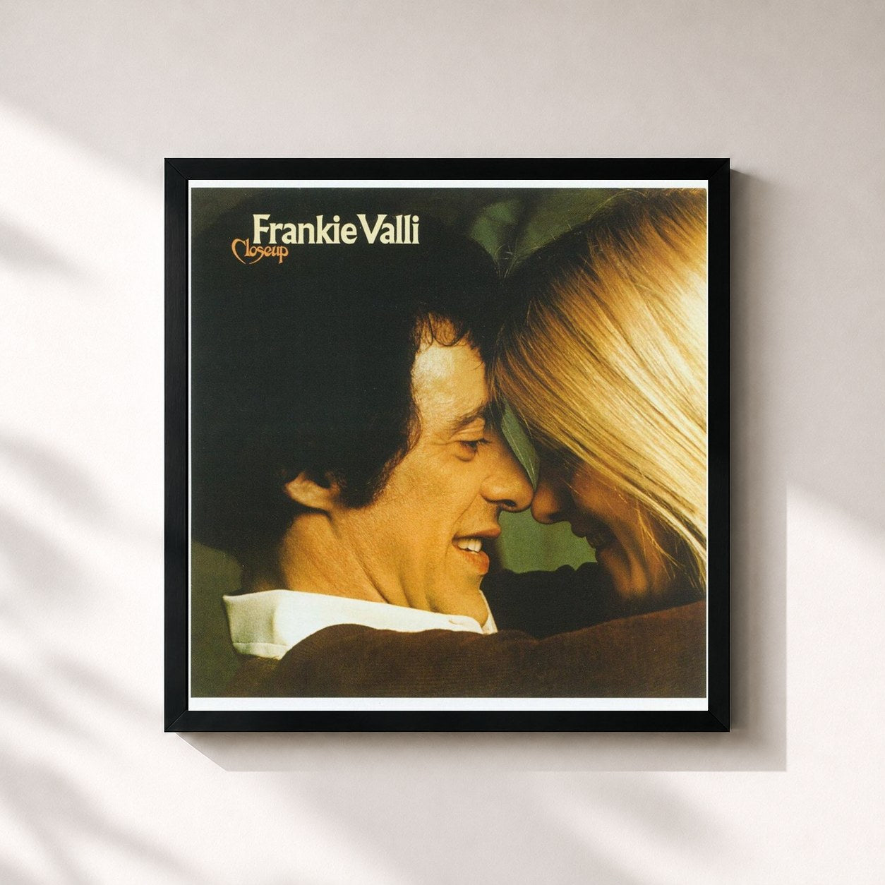 #noir Tableau carré de l'album Closeup de Frankie Valli, cadre noir 32x32 cm