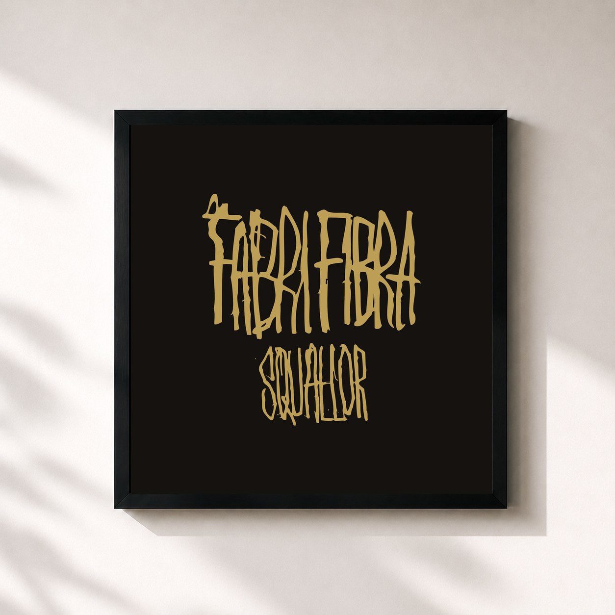 #noir Tableau carré de l'album Squallor de Fabri Fibra, cadre noir 32x32 cm