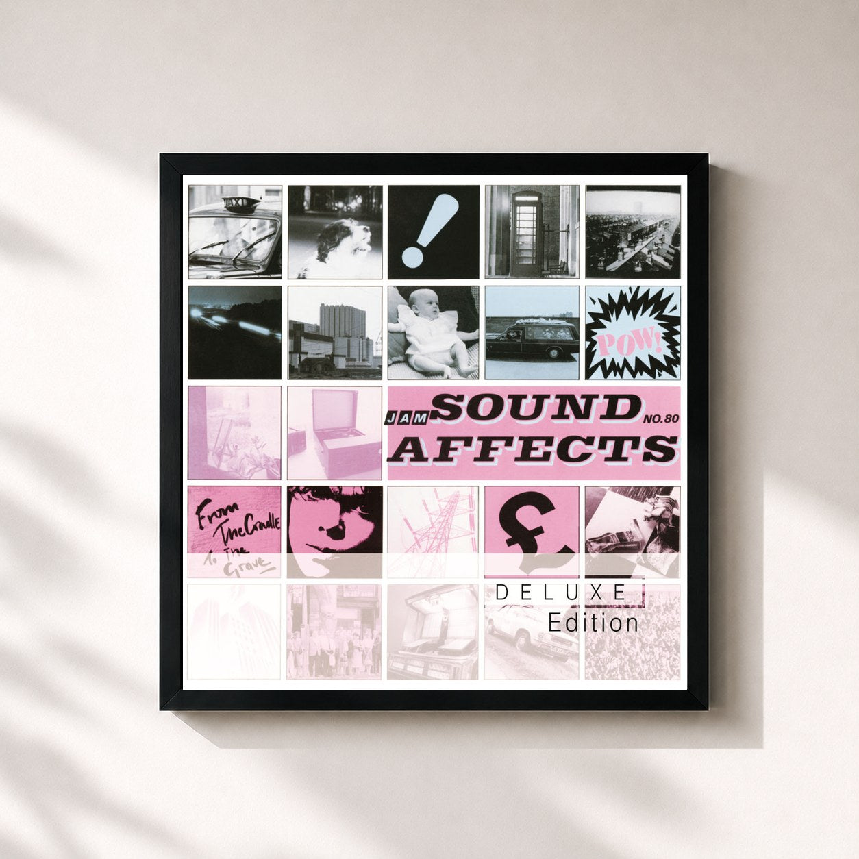 #noir Tableau carré de l'album Sound Affects (Deluxe Edition) de The Jam, cadre noir 32x32 cm