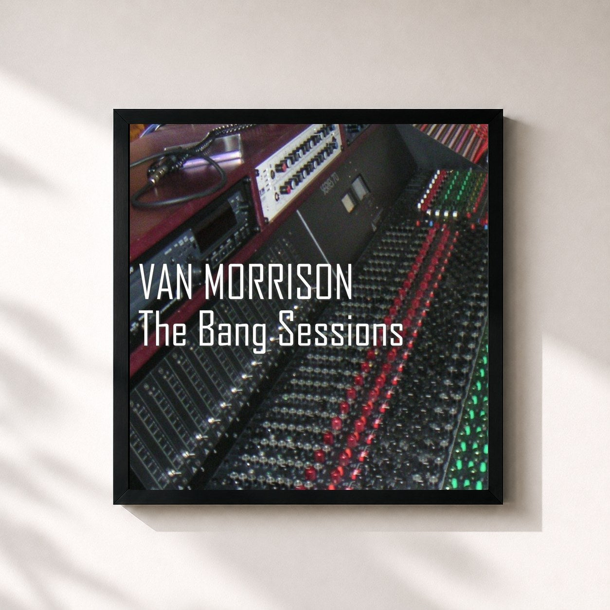 #noir Tableau carré de l'album The Bang Sessions de Van Morrison, cadre noir 32x32 cm