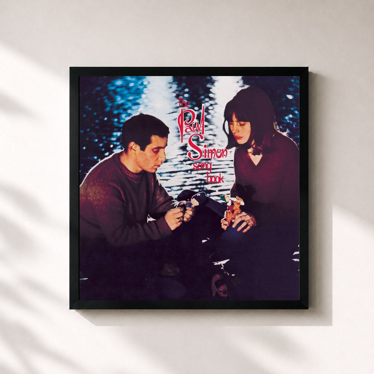#noir Tableau carré de l'album The Paul Simon Songbook de Paul Simon, cadre noir 32x32 cm