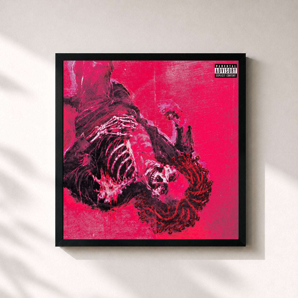 #noir Tableau carré de l'album DIE ICONIC de Saya, cadre noir 32x32 cm