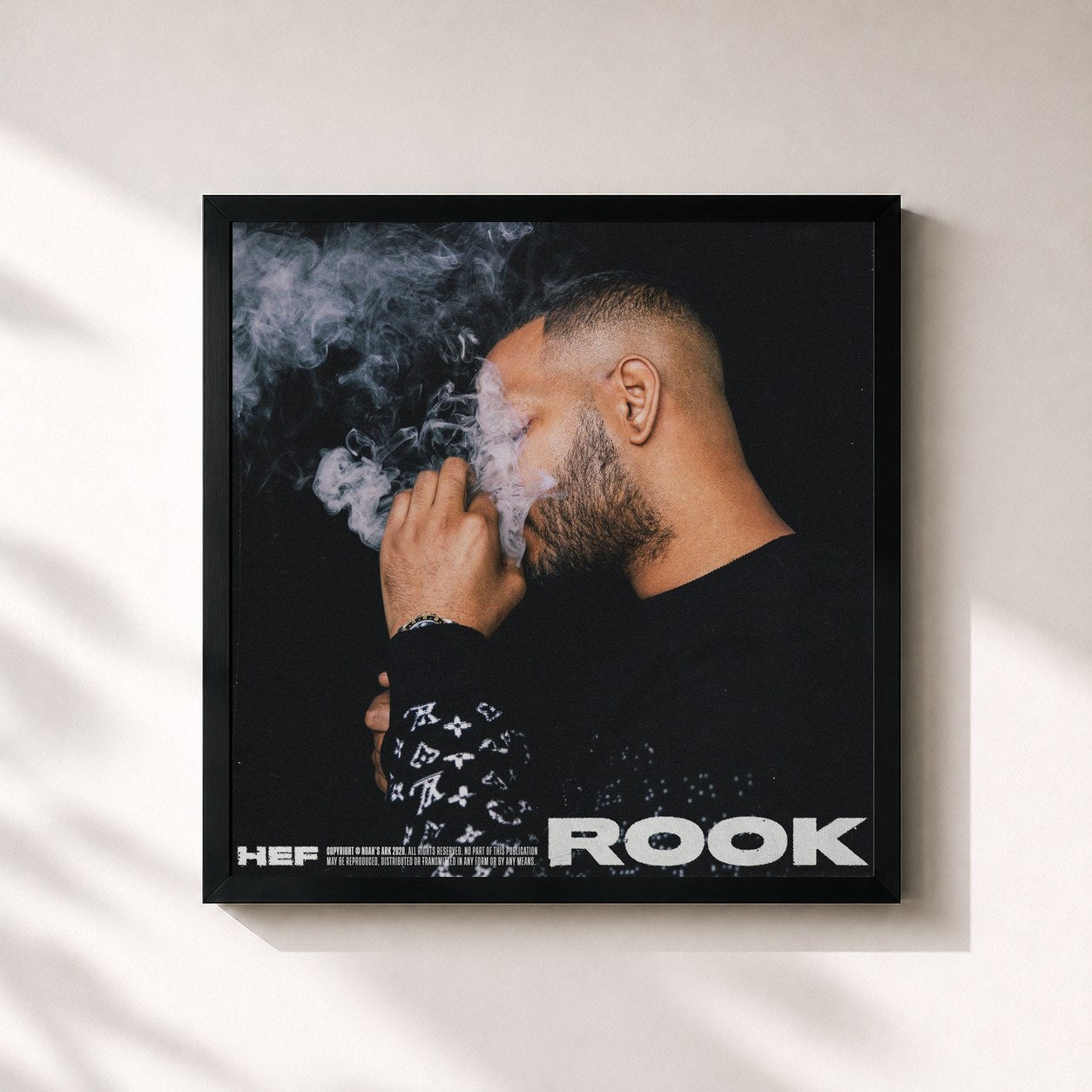 #noir Tableau carré de l'album Rook de Hef, cadre noir 32x32 cm