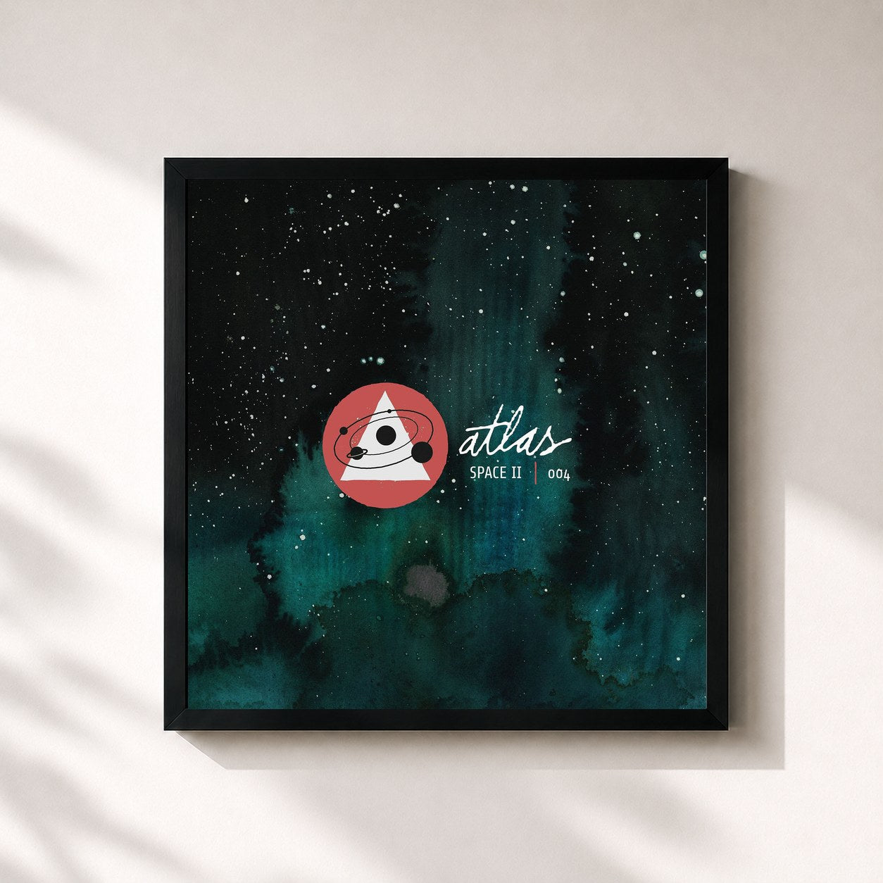 #noir Tableau carré de l'album Atlas: Space 2 de Sleeping At Last, cadre noir 32x32 cm