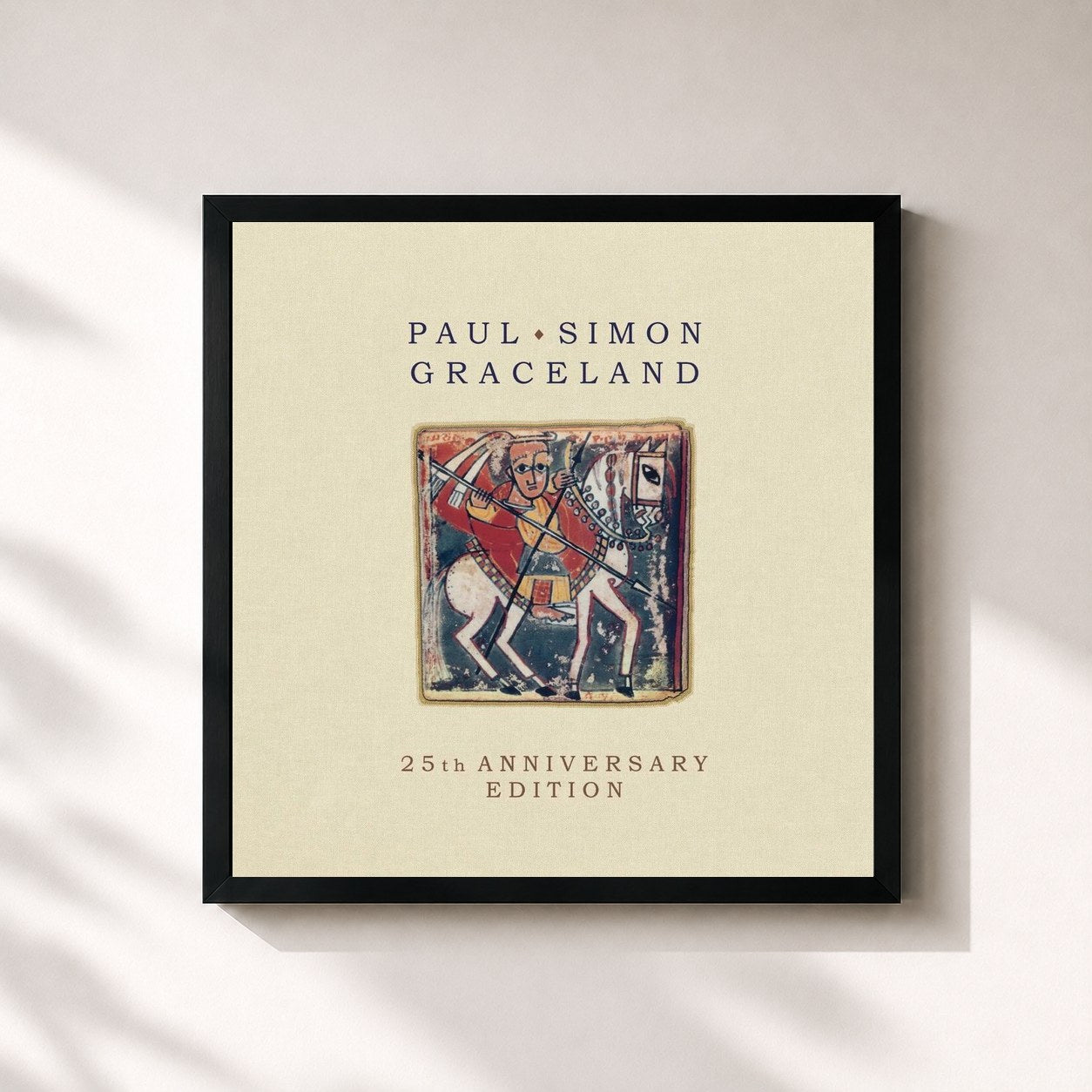 #noir Tableau carré de l'album Graceland (25th Anniversary Deluxe Edition) de Paul Simon, cadre noir 32x32 cm