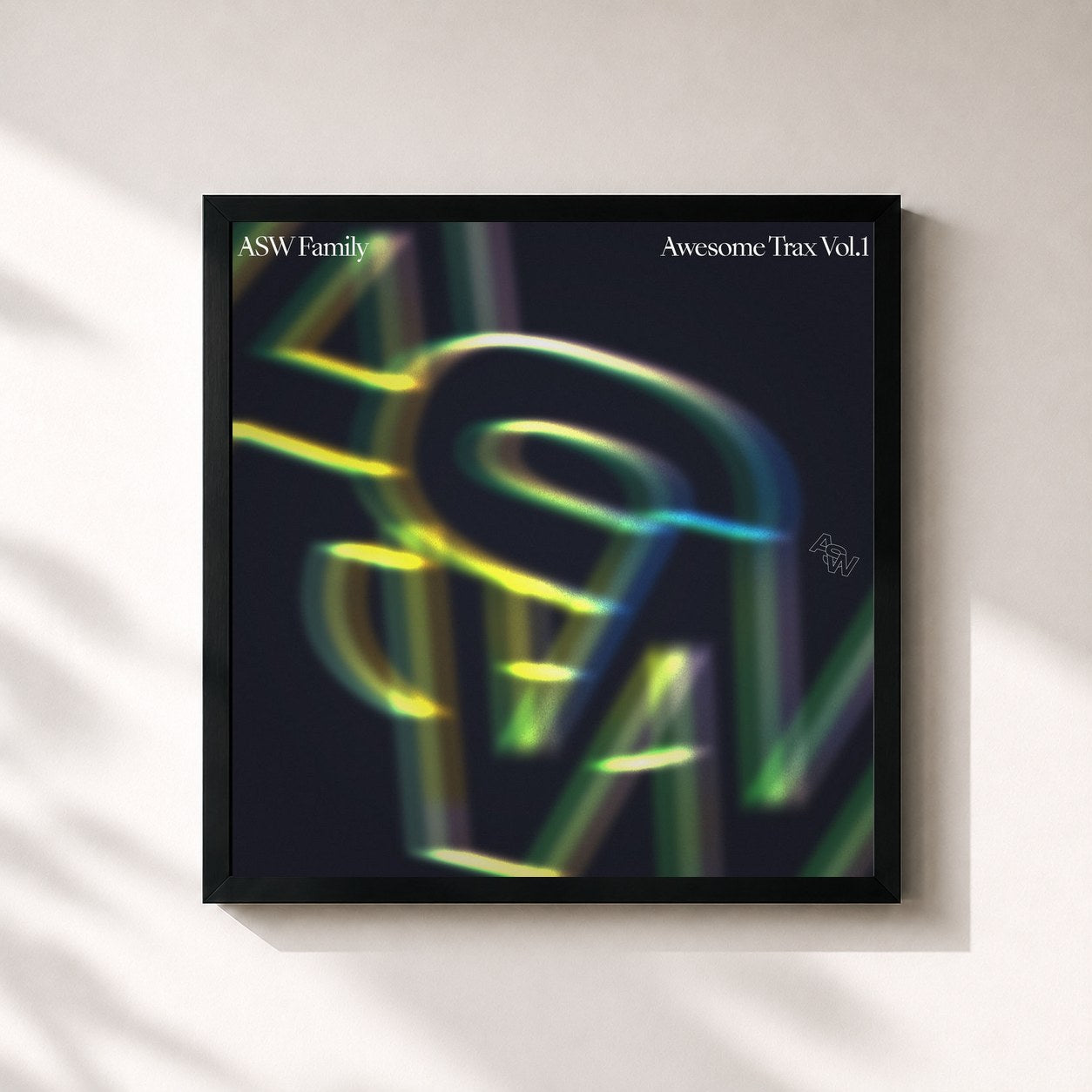 #noir Tableau carré de l'album ASW Trax Vol. 1 de Carl Cox, cadre noir 32x32 cm