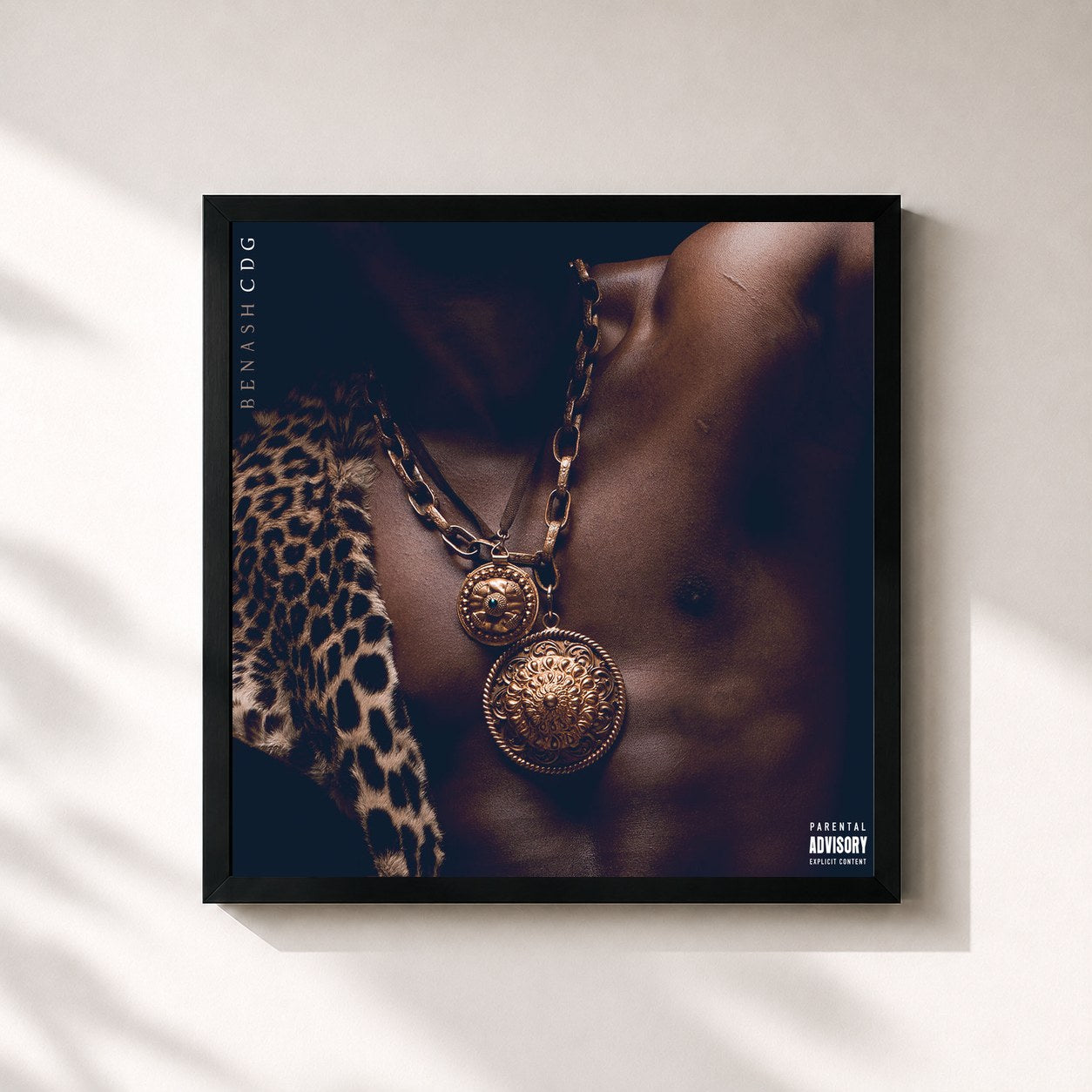 #noir Tableau carré de l'album CDG de Benash, cadre noir 32x32 cm