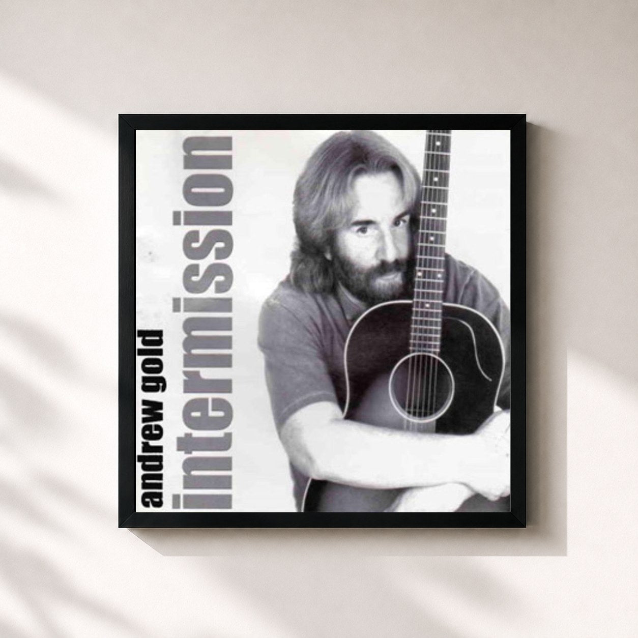 #noir Tableau carré de l'album Intermission de Andrew Gold, cadre noir 32x32 cm