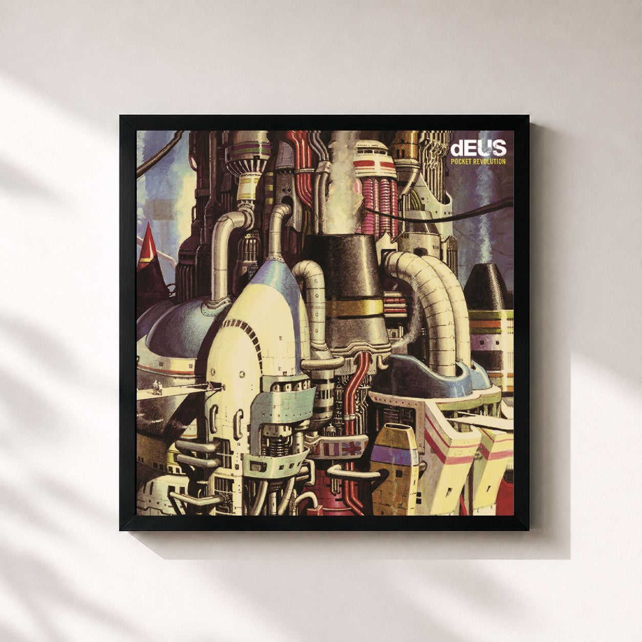#noir Tableau carré de l'album Pocket Revolution de dEUS, cadre noir 32x32 cm