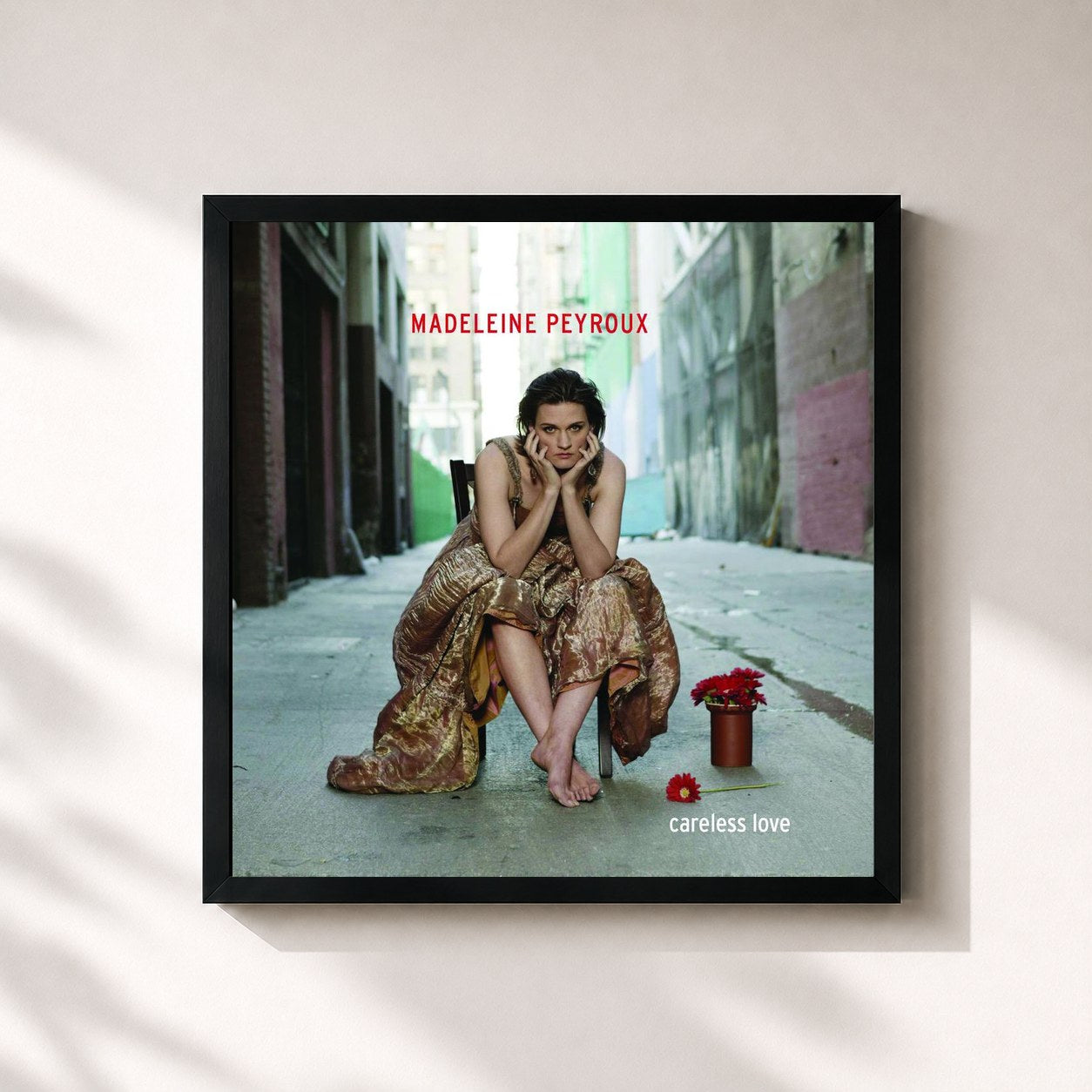 #noir Tableau carré de l'album Careless Love de Madeleine Peyroux, cadre noir 32x32 cm