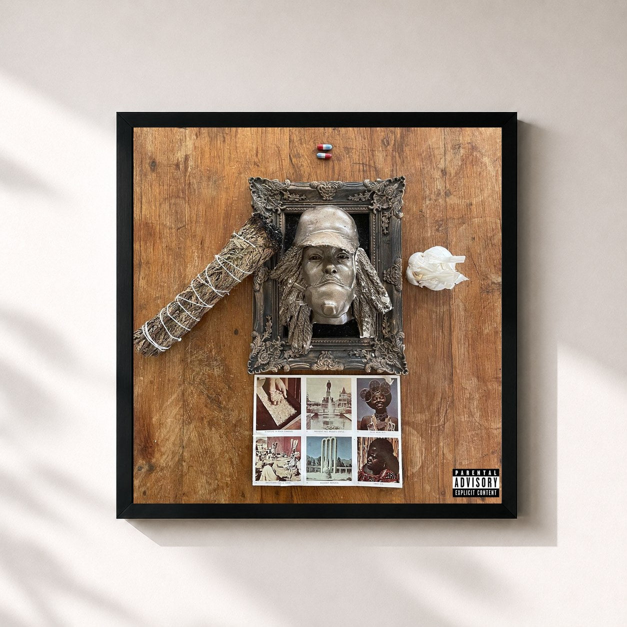 #noir Tableau carré de l'album SICK! de Earl Sweatshirt, cadre noir 32x32 cm