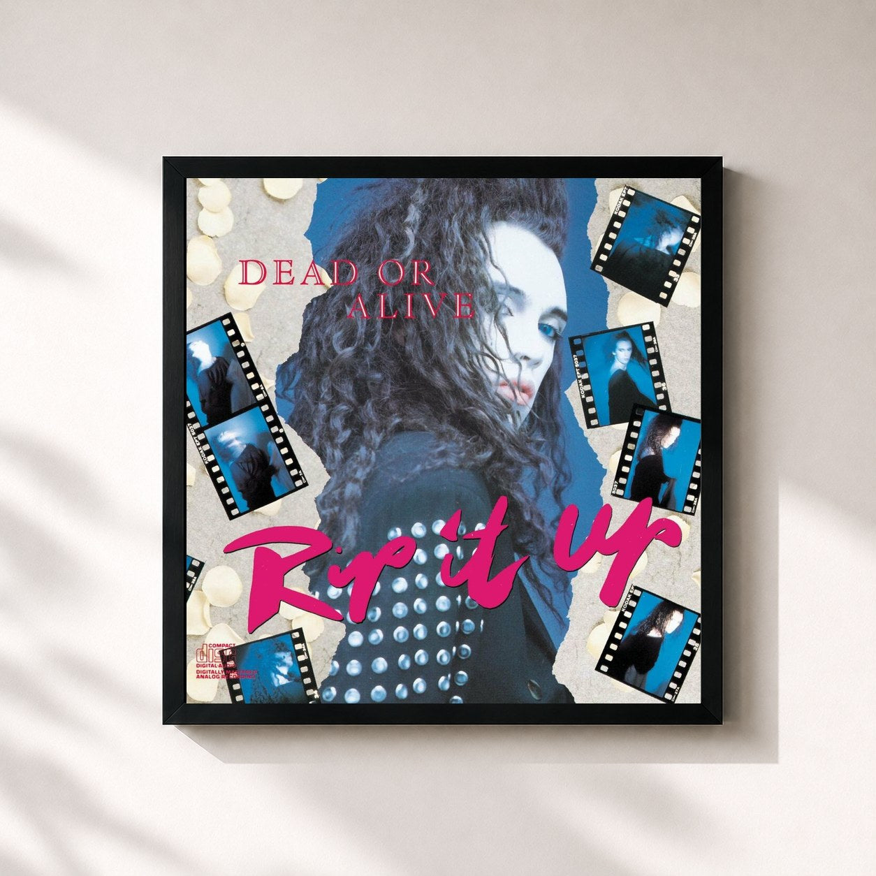 #noir Tableau carré de l'album Rip It Up de Dead or Alive, cadre noir 32x32 cm