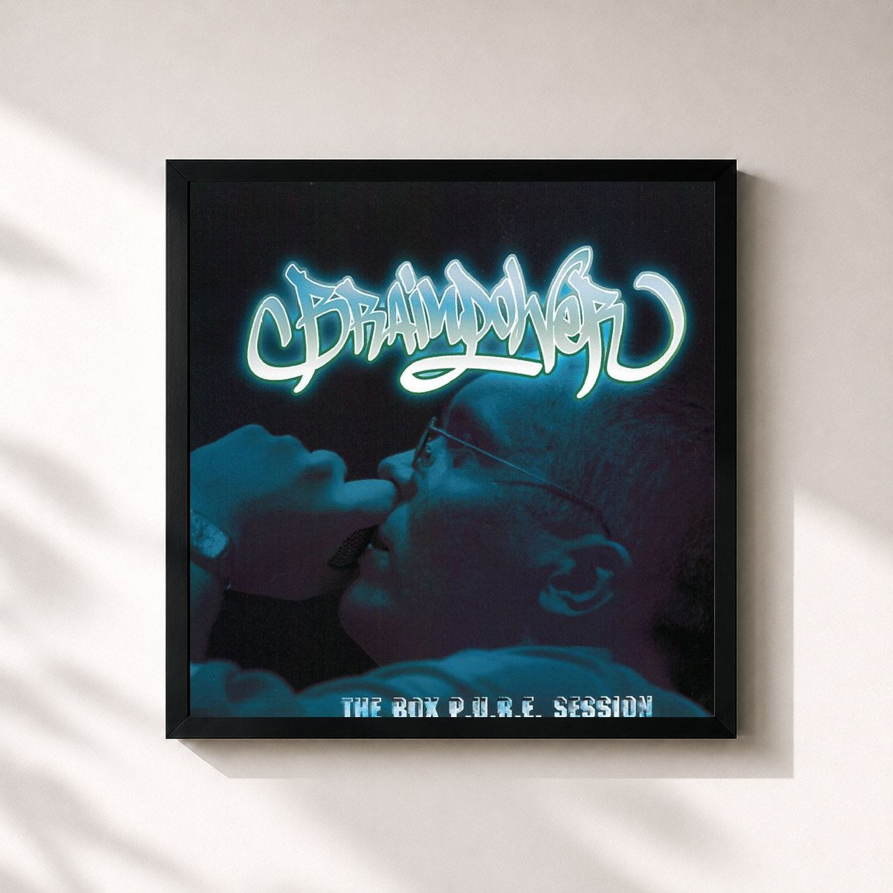 #noir Tableau carré de l'album The Box P.U.R.E. Session de Brainpower, cadre noir 32x32 cm