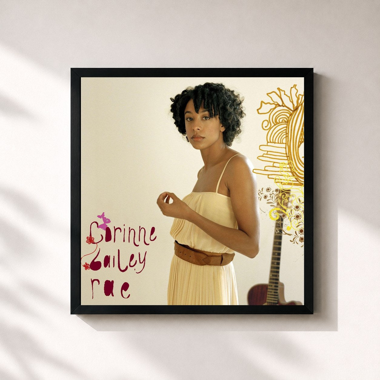 #noir Tableau carré de l'album Corinne Bailey Rae de Corinne Bailey Rae, cadre noir 32x32 cm