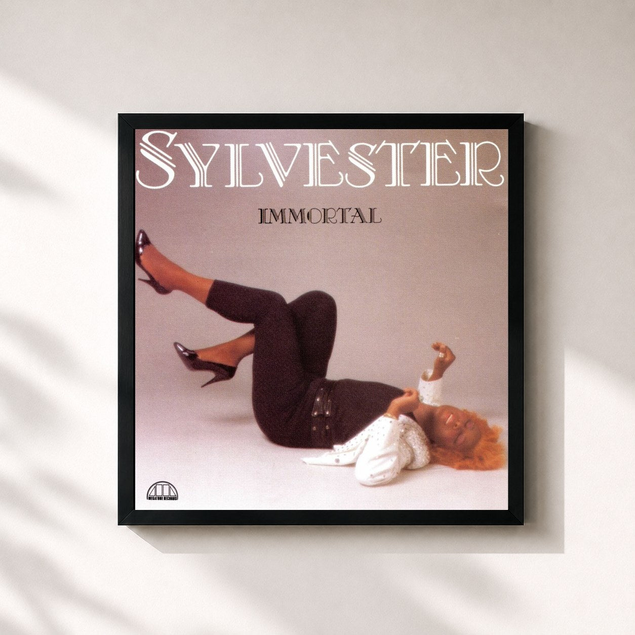 #noir Tableau carré de l'album Immortal de Sylvester, cadre noir 32x32 cm