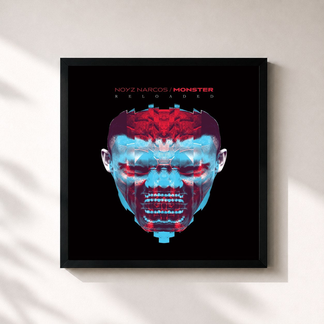 #noir Tableau carré de l'album Monster Reloaded de Noyz Narcos, cadre noir 32x32 cm
