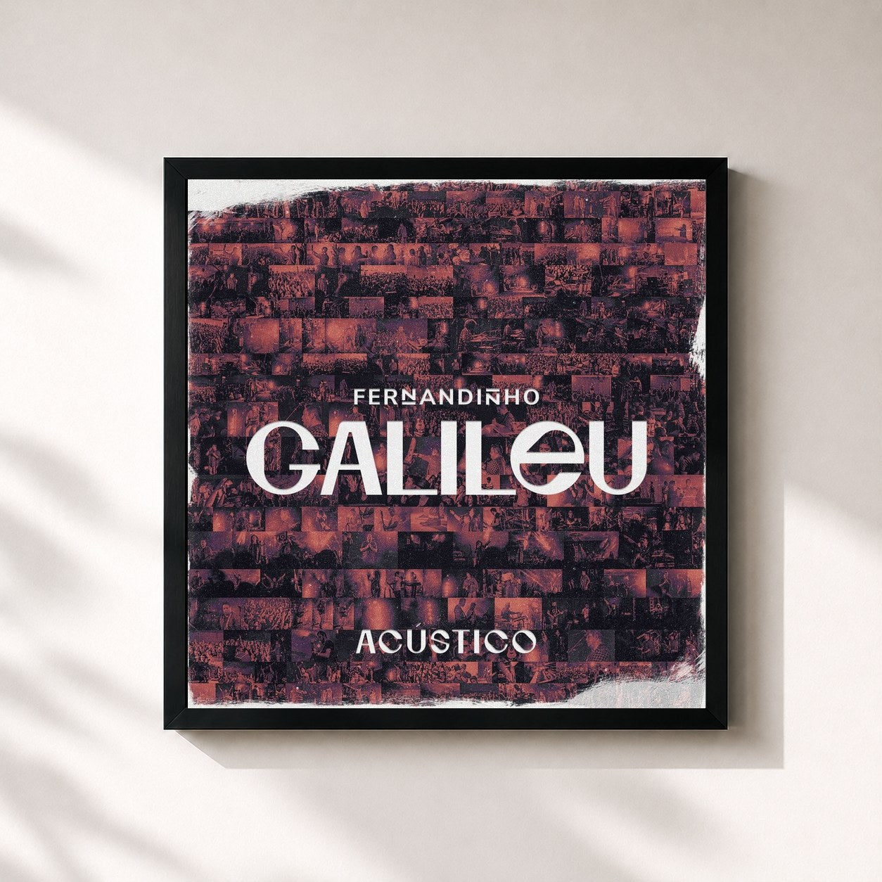 #noir Tableau carré de l'album Galileu (Acústico) de Fernandinho, cadre noir 32x32 cm