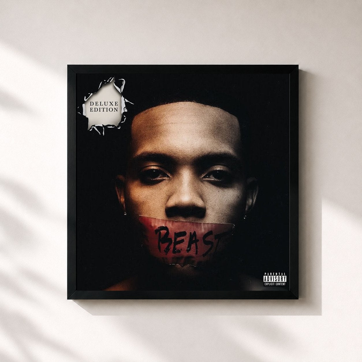 #noir Tableau carré de l'album Humble Beast (Deluxe) de G Herbo, cadre noir 32x32 cm