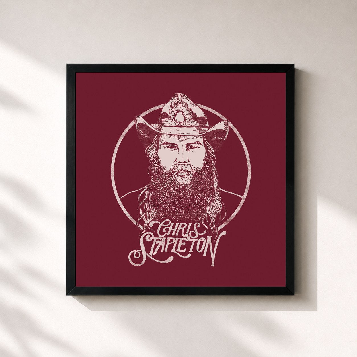 #noir Tableau carré de l'album From A Room: Volume 2 de Chris Stapleton, cadre noir 32x32 cm