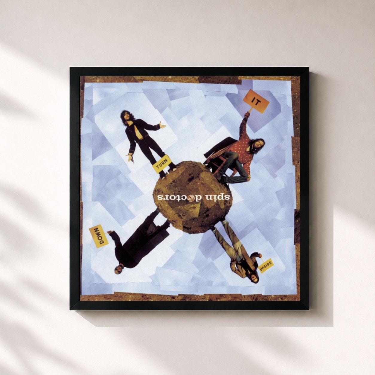 #noir Tableau carré de l'album Turn It Upside Down de Spin Doctors, cadre noir 32x32 cm