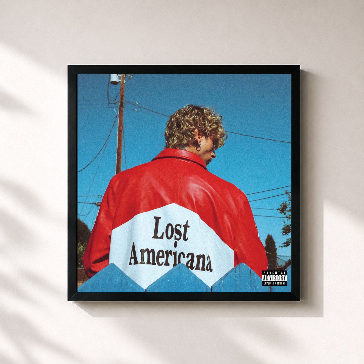#noir Tableau carré de l'album lost americana de mgk, cadre noir 32x32 cm