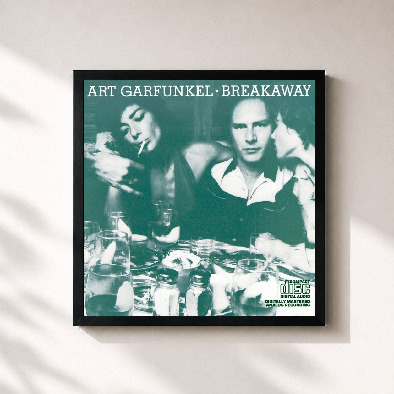#noir Tableau carré de l'album Breakaway de Art Garfunkel, cadre noir 32x32 cm