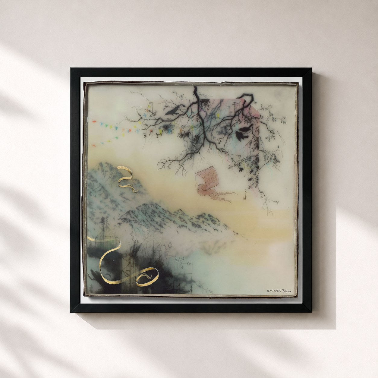 #noir Tableau carré de l'album Birthplace de Novo Amor, cadre noir 32x32 cm