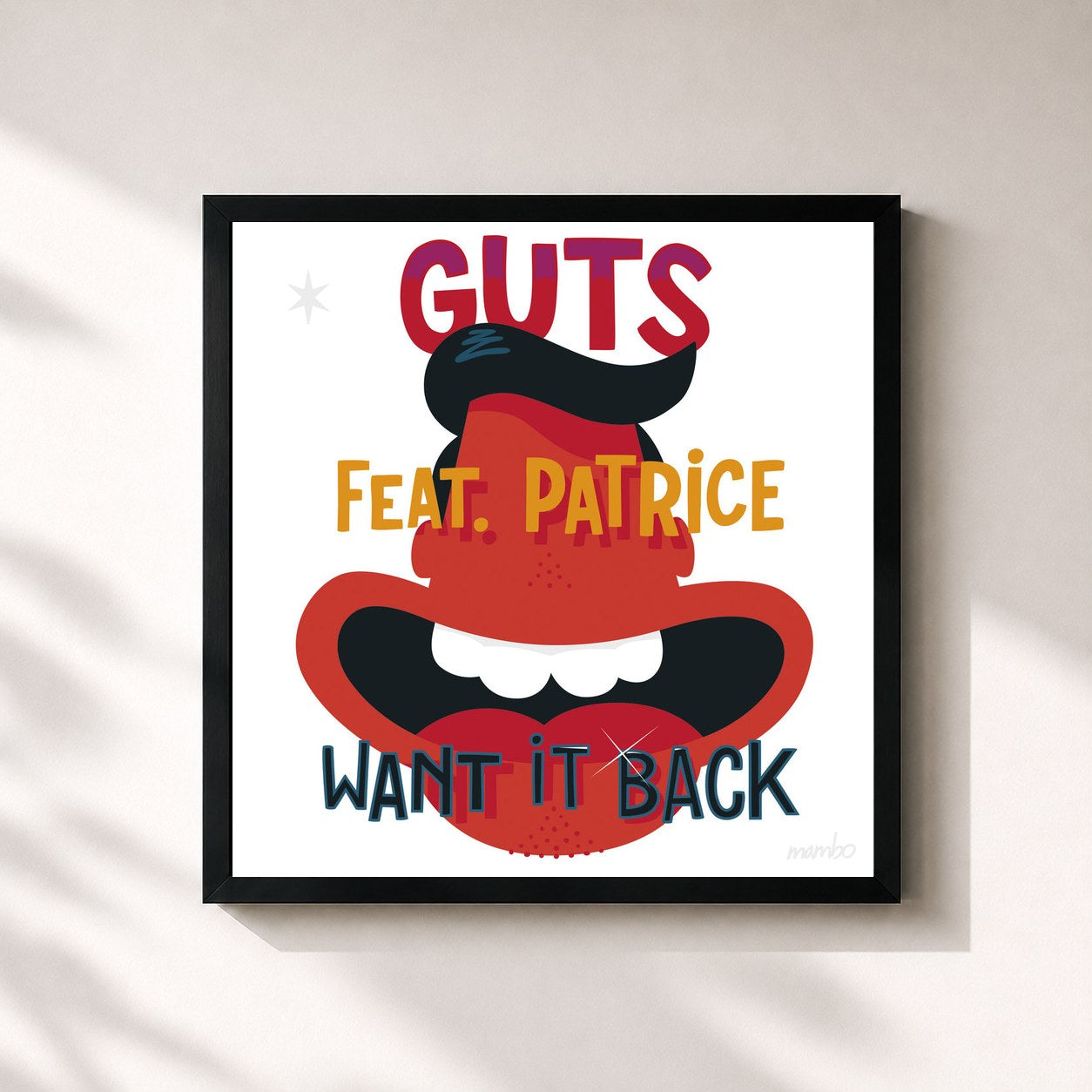 #noir Tableau carré de l'album Want It Back - EP de Guts, cadre noir 32x32 cm