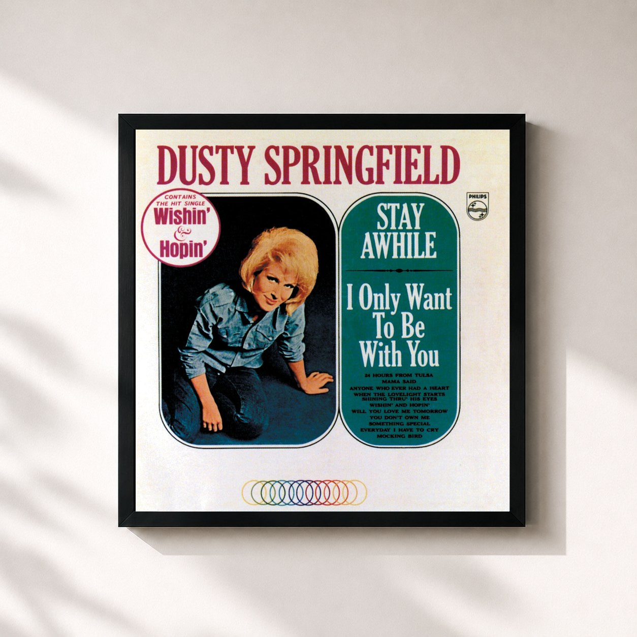 #noir Tableau carré de l'album Stay Awhile / I Only Want To Be With You (Expanded Edition) de Dusty Springfield, cadre noir 32x32 cm