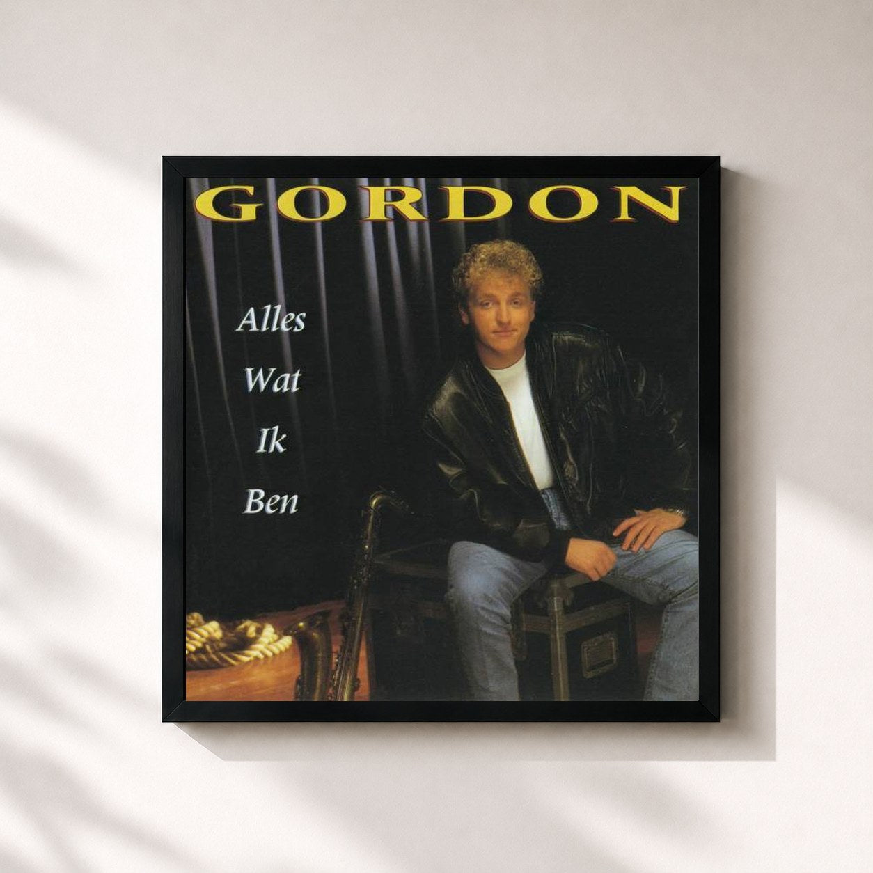 #noir Tableau carré de l'album Alles Wat Ik Ben de Gordon, cadre noir 32x32 cm